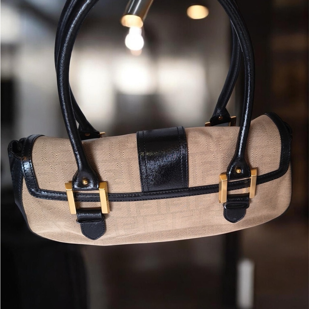 Fendi Rare Beige and Black Vaskor Zucca EUC - Picture 3 of 5
